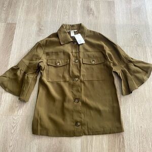 H&M Khaki Button-Up Shirt
